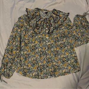 Universal Thread Floral Blouse - Black, Yellow, Green